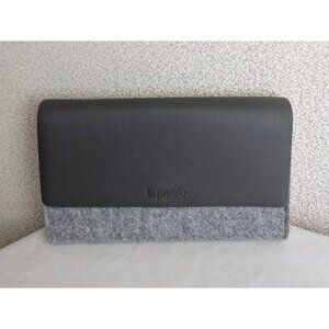 La Prairie Two Tone Gray Flap Clutch Cosmetic Makeup Bag Pouch PU & Felt